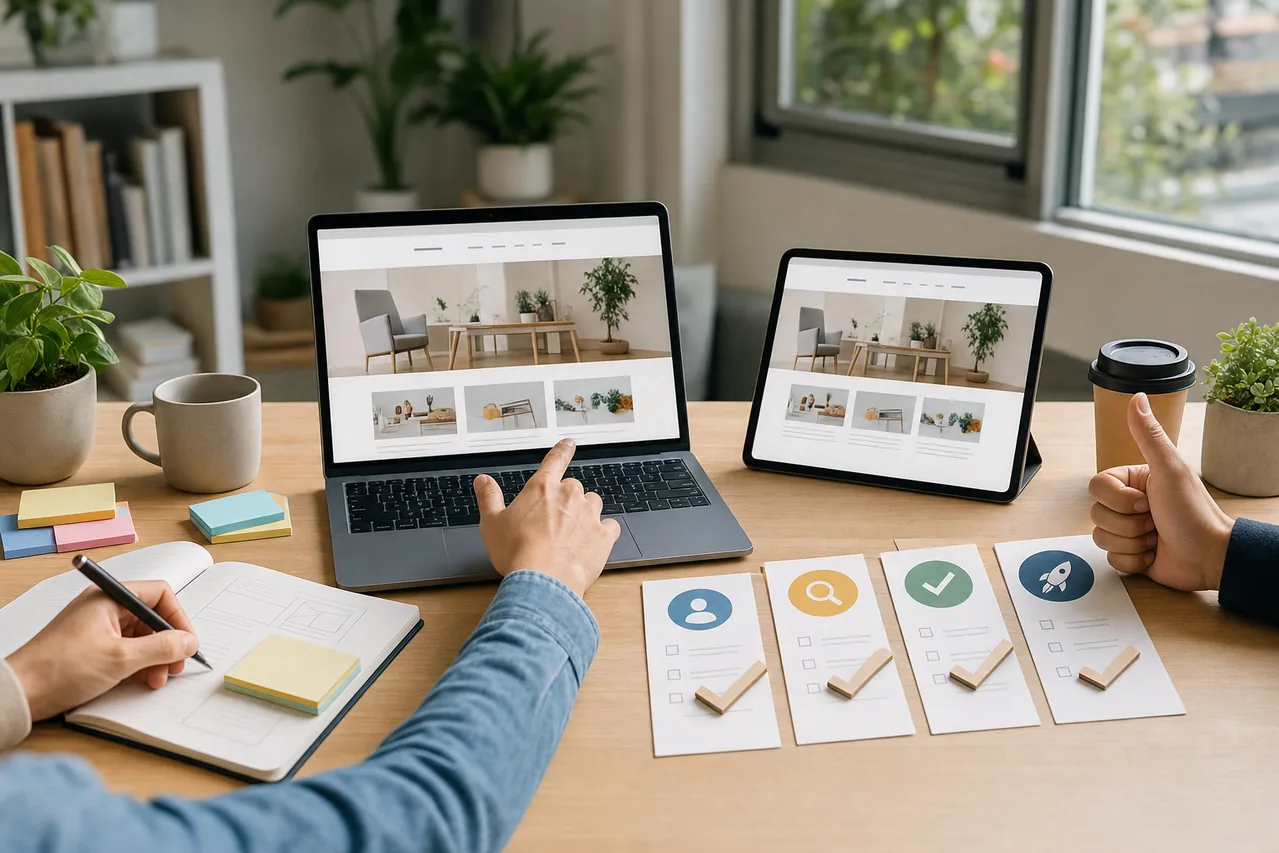 Workspace showing app planning cards and an abstract reviewed preview